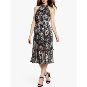 NWT Michael Kors Metallic Floral-Print Midi Dress Size M $140 MSRP